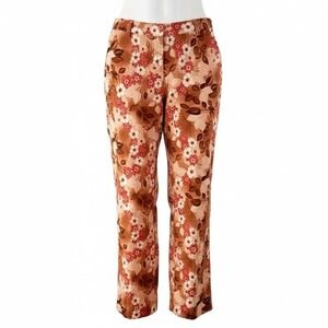 Tommy Bahama Size 12 Tropical Floral‎ Chino Pants Brown Stretch Hawaiian Cruise